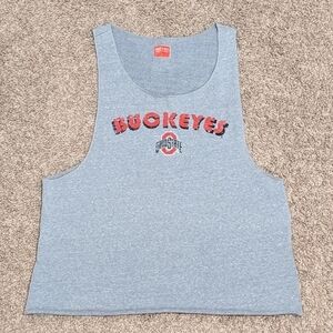 Ohio State University Buckeyes vintage style heathered grey muscle tee